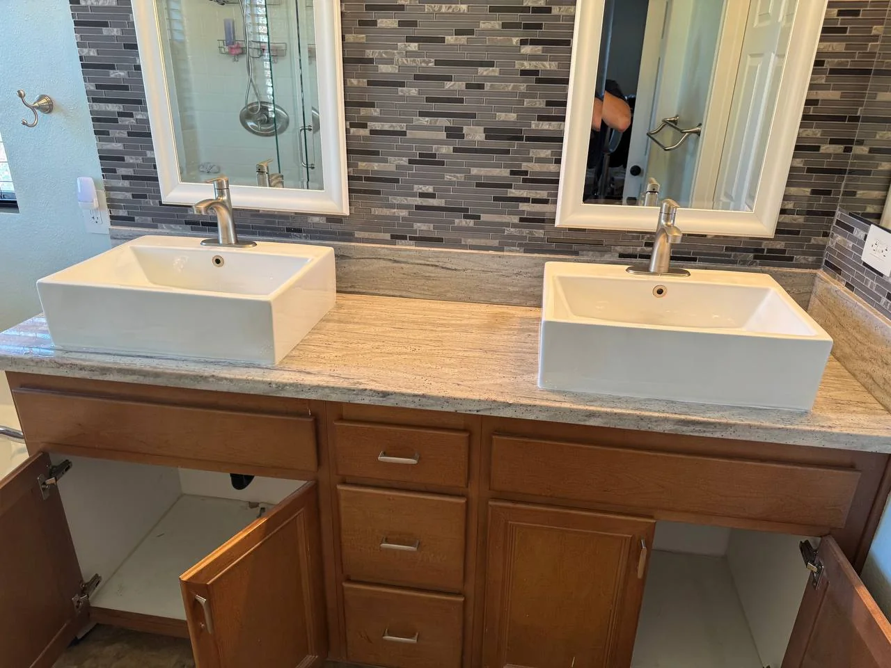 Double vanity sink and faucet installation by ECH Plumbing