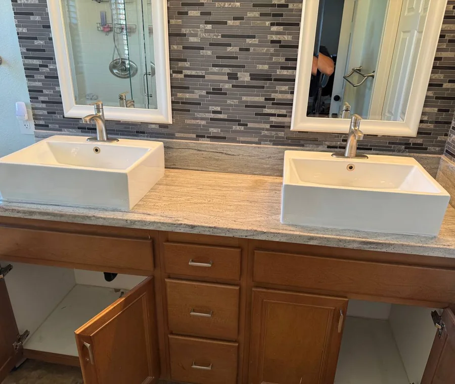Double vanity sink and faucet installation by ECH Plumbing