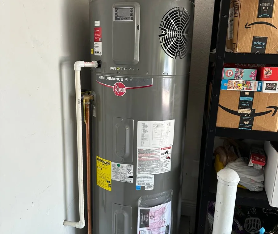 Rheem heat pump water heater installation by ECH Plumbing in San Diego